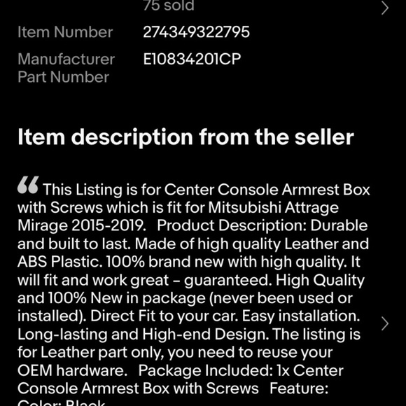 Universal Center console for 2019 Mitsubishi Mirage G4 or similar sedan - Picture 5 of 6